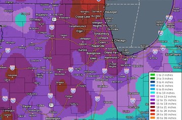 Chicago Weather Map with Snow Prediction