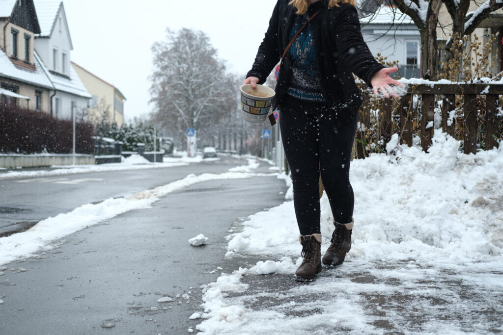 salting icy road